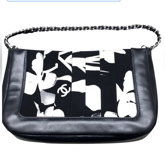 CHANEL Handbags - CHANEL COCO scarf bandana pochette Silk and lambskin leather handbag bag